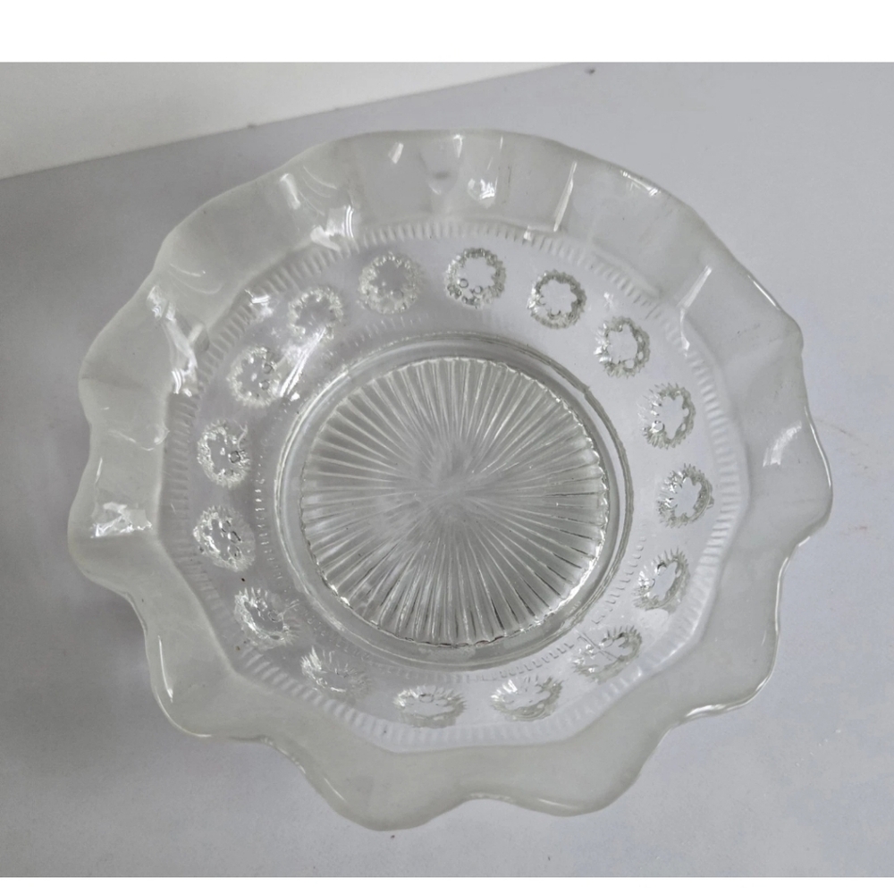 Clear Pressed Glass Bowl Vintage